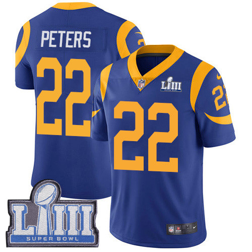 Nike Rams #22 Marcus Peters Royal Blue Alternate Super Bowl LIII Bound Men's Stitched NFL Vapor Untouchable Limited Jersey Nike Rams #22 Marcus Peters Royal Blue Alternate Super Bowl LIII Bound Men's Stitched NFL Vapor Untouchable Limited Jersey