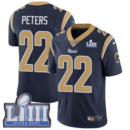 Nike Rams #22 Marcus Peters Navy Blue Team Color Super Bowl LIII Bound Men's Stitched NFL Vapor Untouchable Limited Jersey Nike Rams #22 Marcus Peters Navy Blue Team Color Super Bowl LIII Bound Men's Stitched NFL Vapor Untouchable Limited Jersey