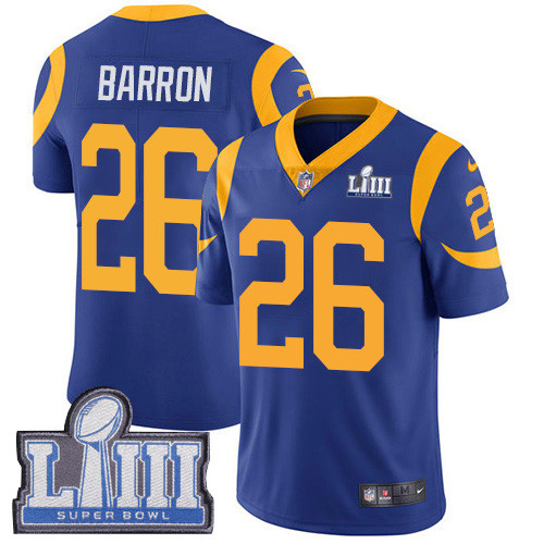 Nike Rams #26 Mark Barron Royal Blue Alternate Super Bowl LIII Bound Men's Stitched NFL Vapor Untouchable Limited Jersey Nike Rams #26 Mark Barron Royal Blue Alternate Super Bowl LIII Bound Men's Stitched NFL Vapor Untouchable Limited Jersey