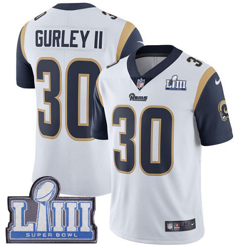 Nike Rams #30 Todd Gurley II White Super Bowl LIII Bound Men's Stitched NFL Vapor Untouchable Limited Jersey Nike Rams #30 Todd Gurley II White Super Bowl LIII Bound Men's Stitched NFL Vapor Untouchable Limited Jersey