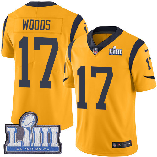 Nike Rams #17 Robert Woods Gold Super Bowl LIII Bound Men's Stitched NFL Limited Rush Jersey Nike Rams #17 Robert Woods Gold Super Bowl LIII Bound Men's Stitched NFL Limited Rush Jersey