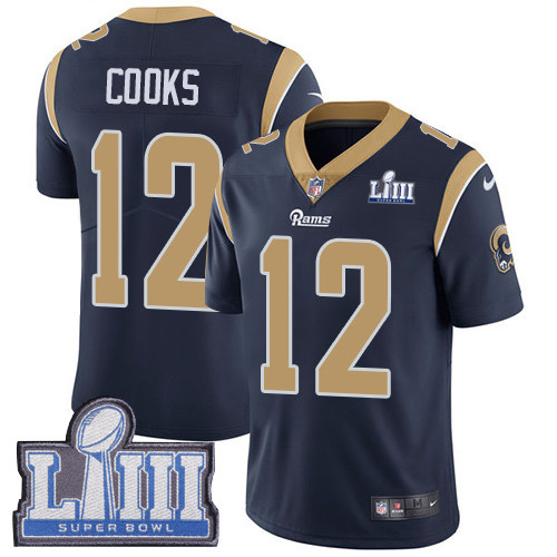 Nike Rams #12 Brandin Cooks Navy Blue Team Color Super Bowl LIII Bound Men's Stitched NFL Vapor Untouchable Limited Jersey Nike Rams #12 Brandin Cooks Navy Blue Team Color Super Bowl LIII Bound Men's Stitched NFL Vapor Untouchable Limited Jersey
