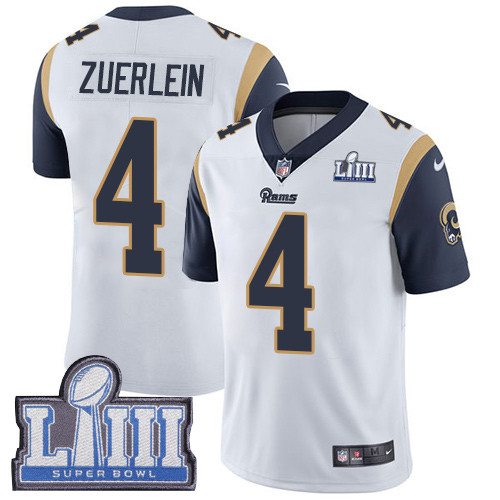 Nike Rams #4 Greg Zuerlein White Super Bowl LIII Bound Men's Stitched NFL Vapor Untouchable Limited Jersey Nike Rams #4 Greg Zuerlein White Super Bowl LIII Bound Men's Stitched NFL Vapor Untouchable Limited Jersey