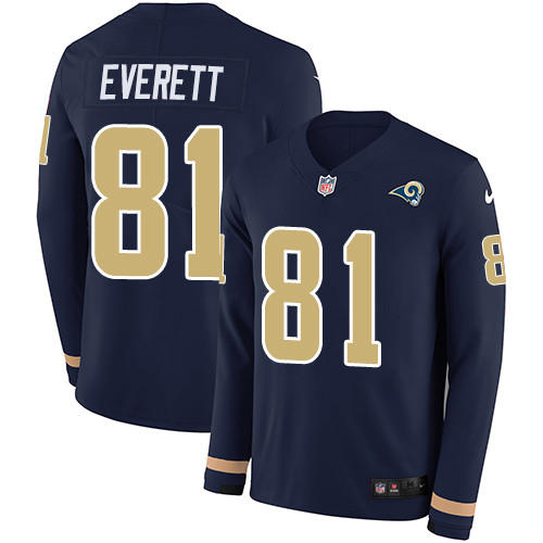 Nike Rams #81 Gerald Everett Navy Blue Team Color Men's Stitched NFL Limited Therma Long Sleeve Jersey Nike Rams #81 Gerald Everett Navy Blue Team Color Men's Stitched NFL Limited Therma Long Sleeve Jersey