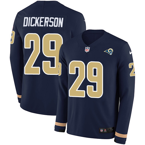 Nike Rams #29 Eric Dickerson Navy Blue Team Color Men's Stitched NFL Limited Therma Long Sleeve Jersey Nike Rams #29 Eric Dickerson Navy Blue Team Color Men's Stitched NFL Limited Therma Long Sleeve Jersey