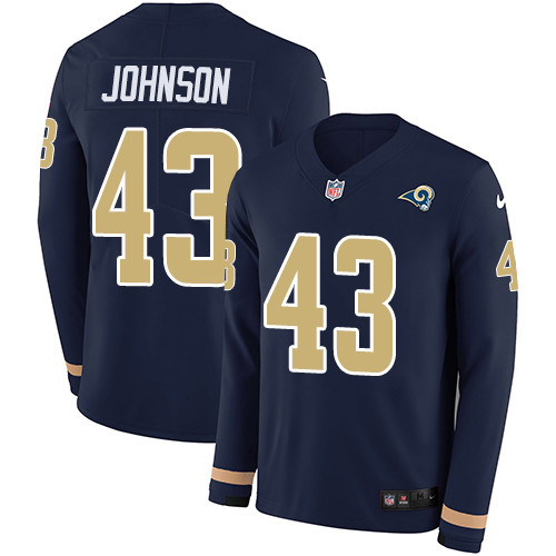 Nike Rams #43 John Johnson Navy Blue Team Color Men's Stitched NFL Limited Therma Long Sleeve Jersey Nike Rams #43 John Johnson Navy Blue Team Color Men's Stitched NFL Limited Therma Long Sleeve Jersey