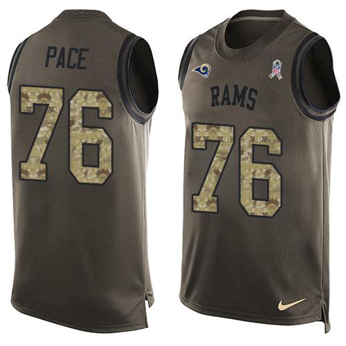 Nike Rams #76 Orlando Pace Green Men's Stitched NFL Limited Salute To Service Tank Top Jersey Nike Rams #76 Orlando Pace Green Men's Stitched NFL Limited Salute To Service Tank Top Jersey