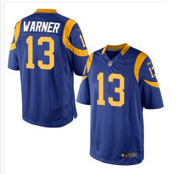 Nike Rams #13 Kurt Warner Royal Blue Alternate mens Stitched NFL Elite Jersey