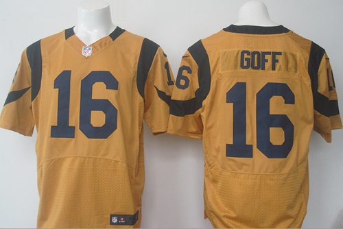 Nike Rams #16 Jared Goff Gold Men's Stitched NFL Elite Rush Jersey Nike Rams #16 Jared Goff Gold Men's Stitched NFL Elite Rush Jersey