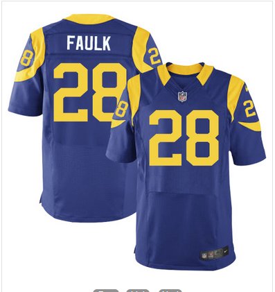 Nike Rams #28 Marshall Faulk Royal Blue Alternate Men's Stitched NFL Elite Jersey