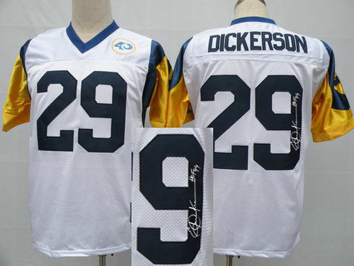 Los Angeles Rams 29# Eric Dickerson White Throwback Jersey(Signed Elite)