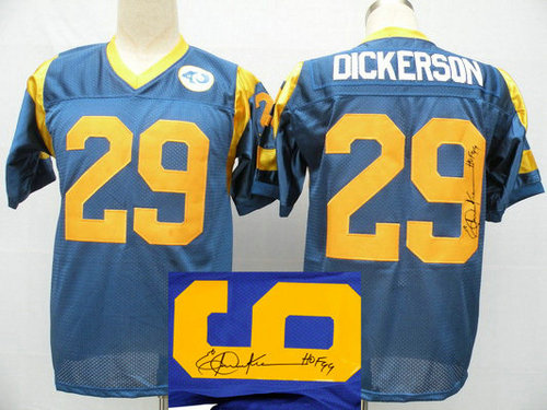Los Angeles Rams 29# Eric Dickerson Blue Throwback Jersey(Signed Elite)