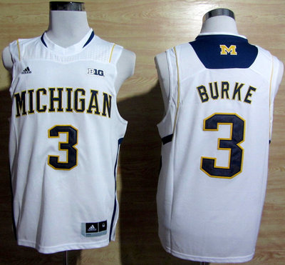 Adidas Michigan Wolverines Trey Burke 3 Big 10 Patch Basketball Authentic Jerseys - White Adidas Michigan Wolverines Trey Burke 3 Big 10 Patch Basketball Authentic Jerseys - White