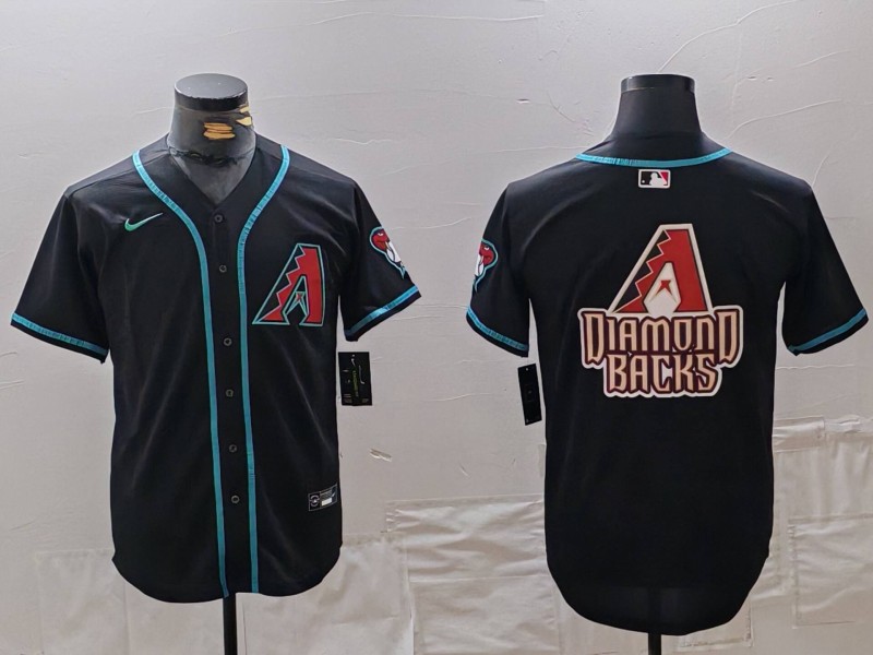 Men's Arizona Diamondbacks Black Team Big Logo Cool Base Stitched Baseball JerseyS