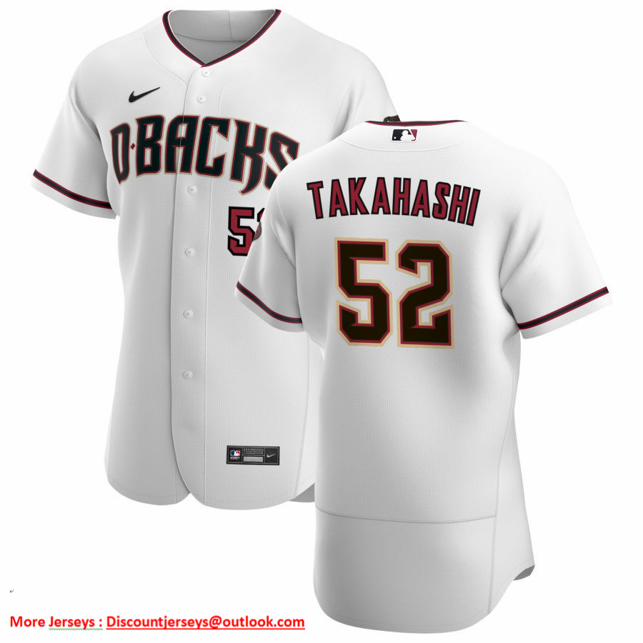 Arizona Diamondbacks #52 Bo Takahashi Men's Nike White Crimson Authentic Home Team MLB Jersey