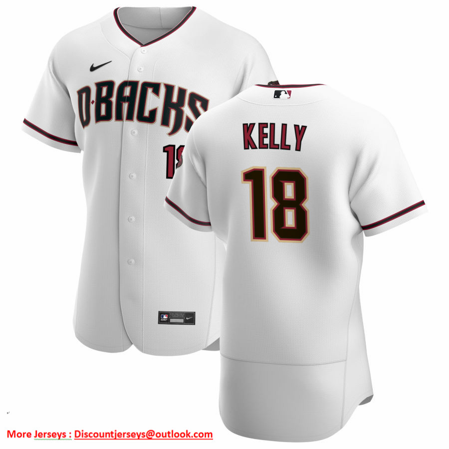 Arizona Diamondbacks #18 Carson Kelly Men's Nike White Crimson Authentic Home Team MLB Jersey