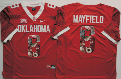 Oklahoma Sooners 14 Baker Mayfield Red Portrait Number College Jersey Oklahoma Sooners 14 Baker Mayfield Red Portrait Number College Jersey