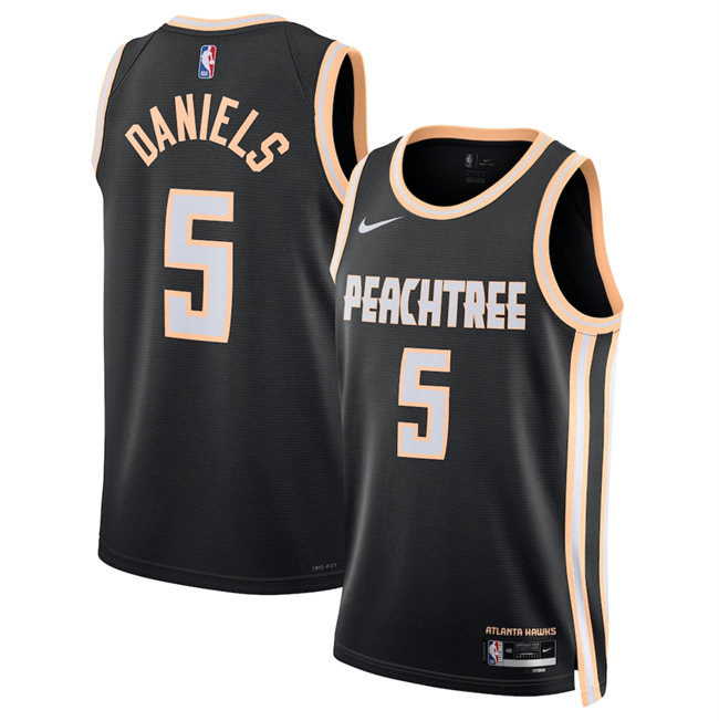 Men's Atlanta Hawks #5 Dyson Daniels Black 2025 26 City Edition Stitched Jersey
