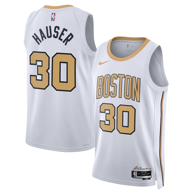 Men's Boston Celtics #30 Sam Hauser White 2025 26 City Edition Stitched Basketball Jersey
