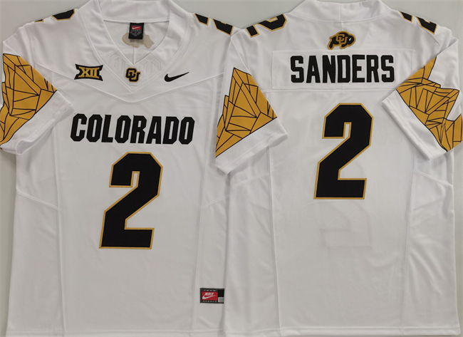 Men's Colorado Buffaloes #2 Shadeur Sanders White With XII Patch 2025 F.U.S.E Stitched Football Jersey Men's Colorado Buffaloes #2 Shadeur Sanders White With XII Patch 2025 F.U.S.E Stitched Football Jersey