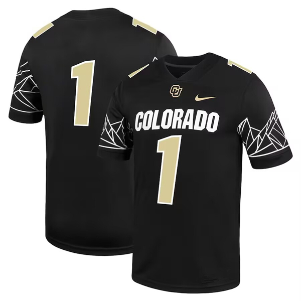 Men's Colorado Buffaloes #1 Black Stitched Football Jersey Men's Colorado Buffaloes #1 Black Stitched Football Jersey