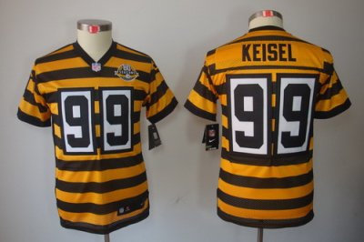 Youth NEW Pittsburgh Steelers 99# Brett Keisel Yellow-Black 80th Throwback Jerseys