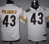 Youth Nike Pittsburgh Steelers #43 Troy Polamalu White Nike NFL Jerseys W 80 Anniversary Patch