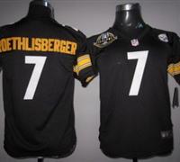 Youth Nike Pittsburgh Steelers #7 Ben Roethlisberger Black W 80 Anniversary Patch