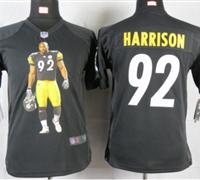 Nike youth Pittsburgh Steelers #92 Harrison Black Portrait Fashion Game Jerseys