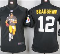Nike Youth Pittsburgh Steelers #12 Bradshaw Black Portrait Fashion Game Jerseys