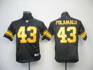 Kids Jerseys Pittsburgh Steelers 43 Troy Polamalu Black(Yellow number