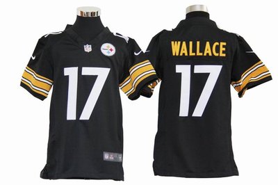 Kids Nike NFL Pittsburgh Steelers 17 Mike Wallace black Jerseys