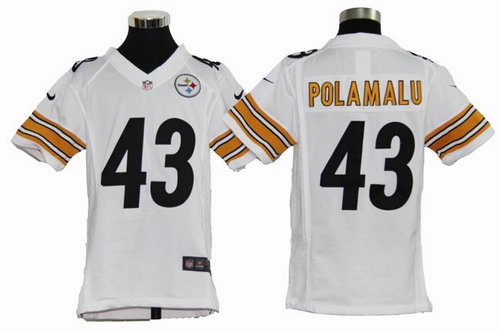Youth Nike NFL Pittsburgh Steelers 43 Troy Polamalu white Jerseys