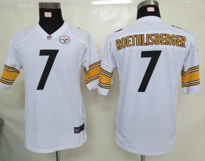 Youth Nike NFL Pittsburgh Steelers 7 Ben Roethlisberger White Jerseys