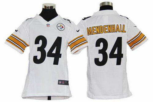 Youth Nike Pittsburgh Steelers 34 Rashard Mendenhall white Jerseys
