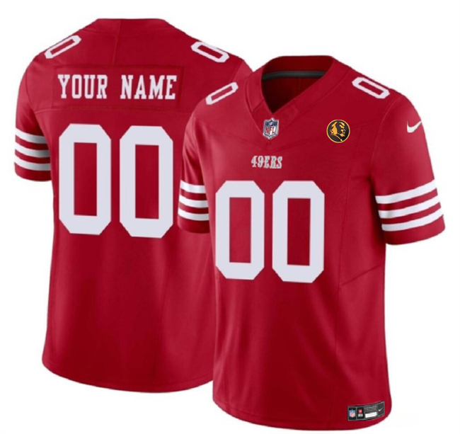 Men's San Francisco 49ers Active Player Custom Scarlet 2023 F.U.S.E. With John Madden Patch Vapor Limited Stitched Football Jersey Men's San Francisco 49ers Active Player Custom Scarlet 2023 F.U.S.E. With John Madden Patch Vapor Limited Stitched Football Jersey
