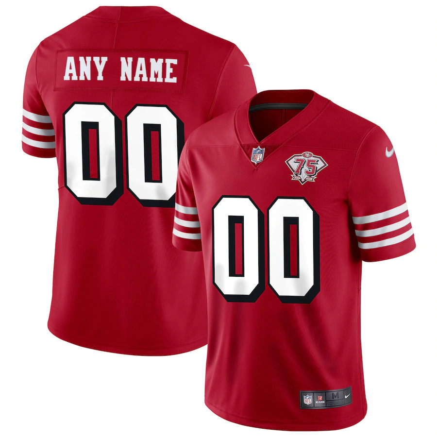 Custom Men's 49ers 75th Anniversary Alternate Scarlet Jersey