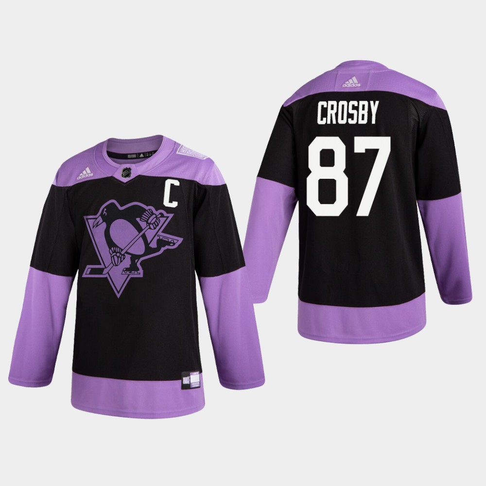 Penguins Sidney #87 Crosby Black Practice Fights Cancer Jersey