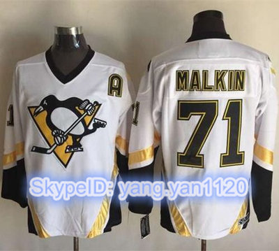 Penguins #71 Evgeni Malkin White CCM Throwback Stitched NHL Jersey