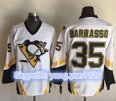 Penguins #35 Tom Barrasso White CCM Throwback Stitched NHL Jersey