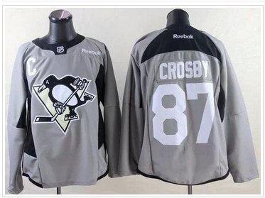 Pittsburgh Penguins #87 Sidney Crosby Grey Practice Stitched NHL Jersey