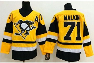 Pittsburgh Penguins #71 Evgeni Malkin Yellow Throwback Stitched NHL Jersey
