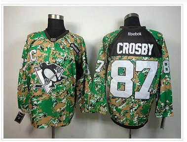 Pittsburgh Penguins #87 Sidney Crosby Camo Veterans Day Practice NHL Jersey