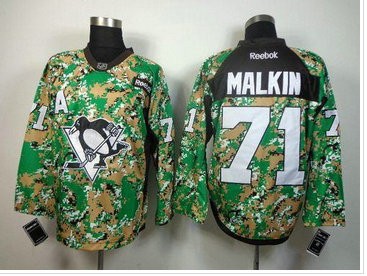 Pittsburgh Penguins #71 Evgeni Malkin Camo Veterans Day Practice NHL Jersey