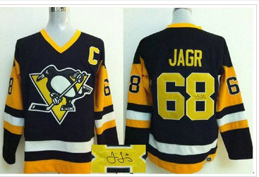 Pittsburgh Penguins #68 Jaromir Jagr Black CCM Throwback Autographed Stitched NHL Jersey Pittsburgh Penguins #68 Jaromir Jagr Black CCM Throwback Autographed Stitched NHL Jersey