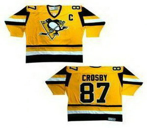 Pittsburgh Penguins No 87 Sidney Crosby Throwback Yellow Jersey
