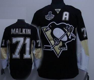 RBK Pittsburgh Penguins EVGENI MALKIN STANLEY CUP #71 A patch Jersey black