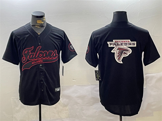 Men's Atlanta Falcons Team Big Logo Black With Patch Cool Base Stitched Baseball Jersey Men's Atlanta Falcons Team Big Logo Black With Patch Cool Base Stitched Baseball Jersey