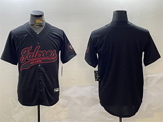 Men's Atlanta Falcons Blank Black With Patch Cool Base Stitched Baseball Jersey Men's Atlanta Falcons Blank Black With Patch Cool Base Stitched Baseball Jersey