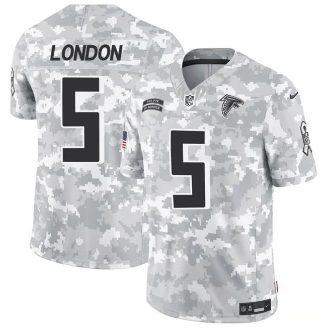 Men's Atlanta Falcons #5 Drake London 2024 F.U.S.E Arctic Camo Salute To Service Limited Stitched Football Jersey Men's Atlanta Falcons #5 Drake London 2024 F.U.S.E Arctic Camo Salute To Service Limited Stitched Football Jersey